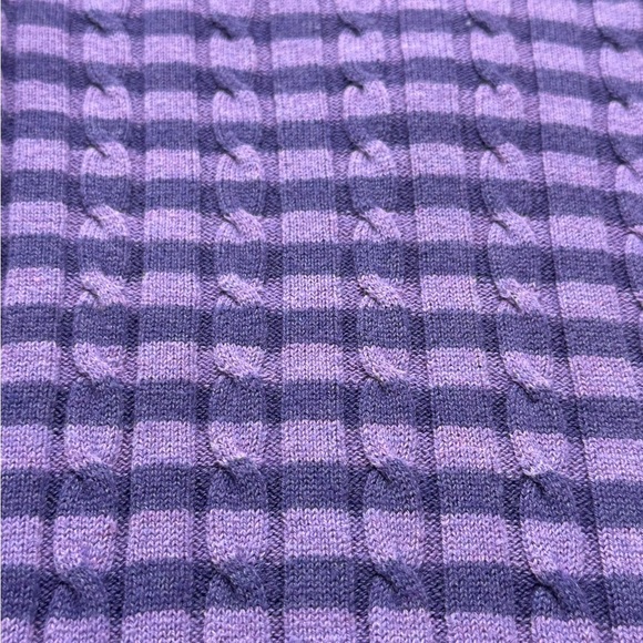 Talbots Cotton Blend Purple Striped Women's Lightweight Cable Knit Sweater - Picture 6 of 11